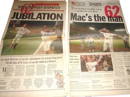 1998 Sept 9 St. Louis Post Dispatch Newspaper Mark McGwire 62 Homeruns  D6 - £11.00 GBP