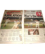 1998 Sept 9 St. Louis Post Dispatch Newspaper Mark McGwire 62 Homeruns  D6 - $13.99
