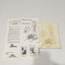 Sunset designs jiffy stitchery grandfather clock small vintage crewel de... - $19.75