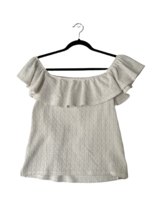 Anthropologie  ETT TWA Womens Top Cream Off the Shoulder Ruffle Blouse Sz Medium - £11.68 GBP