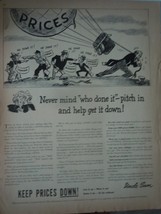 Keep Prices Down Pitch In &amp; Help Get It Down WWII Era Advertising Print Ad Art  - £8.11 GBP