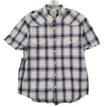 Lucky Brand Sportswear Men&#39;s Western Shirt Size XL Short Sleeve Button Up Plaid - £11.17 GBP