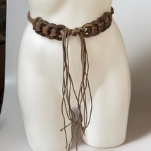 Macrame Crochet Coconut Shell Brown Rope Belt Women&#39;s Size S - £10.74 GBP