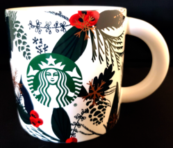 Starbucks Christmas Mug 2021 Snowflake Holly Pine Green White 12 oz. New No Box - £19.81 GBP