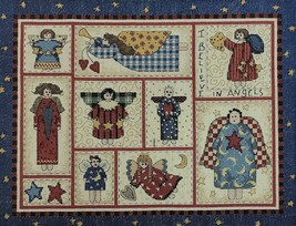 Angel Embroidery Finished Americana Sampler XMAS Hearts Stars Wings Country EVC - £20.90 GBP