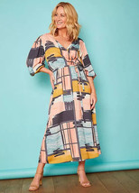 Love Mark Heyes Estampado Imitación Envuelva Midaxi Vestido GB 14 (fm55-6) - £25.81 GBP