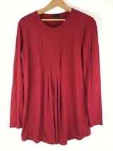 J Jill Wearever Collection Shirt Small Red Swing Knit Tunic Top Red Pintuck i - £13.26 GBP