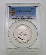 1960 50C Franklin Demi Dollar Classé Par PCGS Comme MS65 Fbl - $183.66