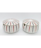Two Mid-Century Modern Multicolor Colorburst Porcelain Lidded Mustard Pots - $49.50