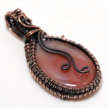 Red Geode Agate Gemstone Handmade Copper Wire Wrap Pendant Jewelry 2.10&quot; SA 921 - £4.00 GBP