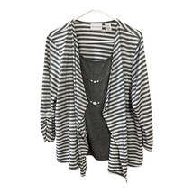 Alfred Dunner Women’s Size L Gray &amp; White Stripe 2-Piece Top with Necklace - $21.60