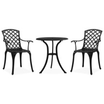  Bistro Set Black Cast aluminum Three-piece set Durable - $497.93 CAD