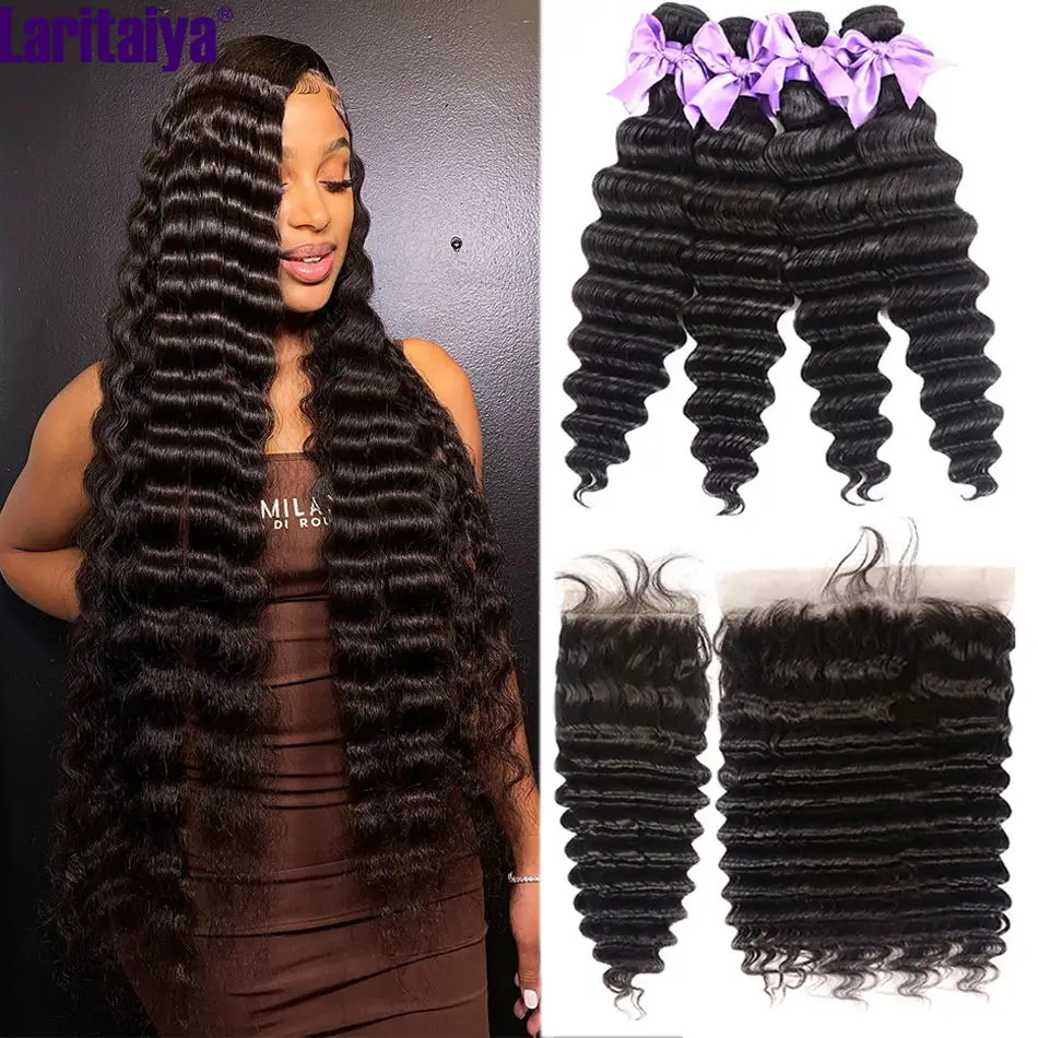 Brazilian Loose Deep Wave Hair Bundles With Frontal 100% Remy Human Hair 2/3 - $117.00+
