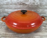 Vintage Le Creuset #30 Braiser with lid Flame Orange Enamel Cast Iron 12... - $178.15