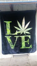 Marijuana Leaf Leaves Love Weed Cannabis Queen Size Blanket Bedspread - £46.57 GBP