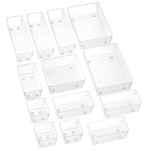 13-Piece Drawer Organizers With Non-Slip Silicone Pads, 5-Size Desk Draw... - $32.29