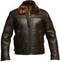 Men&#39;s B3 Aviator Pilot Fur Shearling Bomber BROWN Leather Jacket/coat - £143.86 GBP