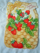 Vintage Hallmark Basket Of Strawberries Birthday Card 1970s - $3.99