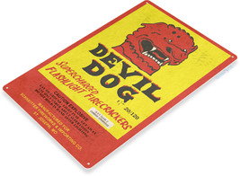 Devil Dog Firecracker 4th July Fireworks Retro USA Wall Décor Large Metal Sign - £17.60 GBP