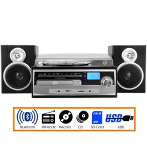 Trexonic 3-Speed Turntable Record CD Player Stereo w Warranty MP3 FM Blu... - $85.08