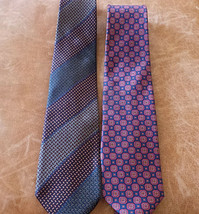 Lot of 2 Bloomingdale&#39;s Traditionalist Pure Silk Men&#39;s Ties 3 1/4&quot; wide VG+ - £5.58 GBP