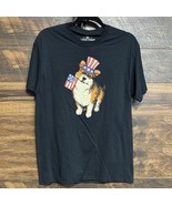 FOR THE LOVE OF PAWS T-SHIRT Men Medium Black Patriotic Dog Graphic Flag... - $9.32 CAD