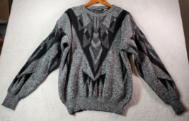 Riccardo Sweater Mens Size Large Gray Geo Print Long Sleeve Round Neck Pullover - £25.03 GBP
