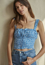 By Together Floral Blue Crop Top Size Large NWT - $19.00 CAD