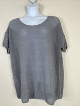 NWT Lane Bryant Womens Plus Size 22/24 (2X) Silver Loose Knit Top Short Sleeve - £17.70 GBP
