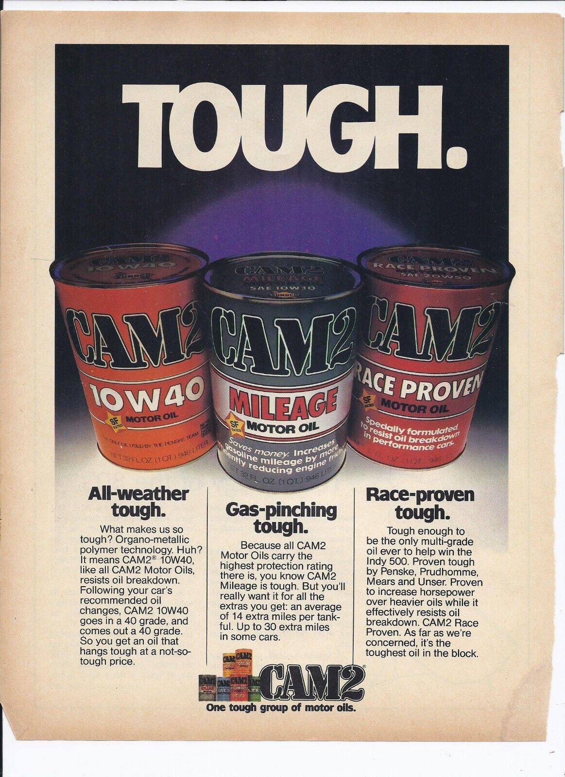 80&#39;s CAM2 Motor Oil Print Ad Automobile Car 8.5&quot; x 11&quot; - $19.95