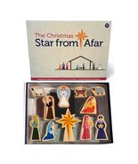Wooden Nativity Set Christmas Star Afar Stable Animals Baby Jesus &amp; Book... - $34.14 CAD