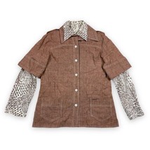 2pc Vintage 60s 70s Shirts Big Collar, House Chore Jacket Sz 14 Young Di... - £35.52 GBP