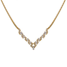 1.90 Carat Tapered Baguette And Round Cut Diamonds Necklace 14K Yellow Gold - $1,979.01