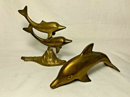 Brass Vtg Dolphin Water Mammal Statue Figure Decor Nautical Ocean Life D... - £27.90 GBP