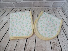 Alexis Vintage Baby Terrycloth Burp Cloth lap pad yellow green bunny bal... - £7.90 GBP