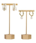 2pcs T Bar Earring Display Stand Jewelry Gold Hexagon Base Height 4.5&quot; a... - €12,18 EUR