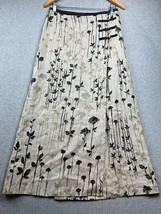 J. Jill Midi Wrap Linen Skirt Women Size 8 Floral Neutral Class Modern Boho Chic - $41.66