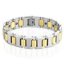 Gold Tungsten Magnetic Therapy Bracelet Mens Anniversary Birthday Christmas Gift - £117.54 GBP