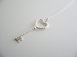 Tiffany Co Silver Twist Heart Key Necklace Pendant Charm Chain Gift Love - $298.00