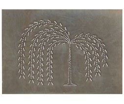 4 PUNCHED TIN PANELS ~ Handcrafted Horizontal Primitive Willow Tree in Blackened - £41.55 GBP