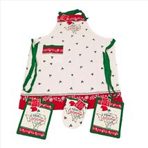 Kay Dee Texas Christmas Holiday Apron Pot Holder Grabber Mitt Set - $10.88