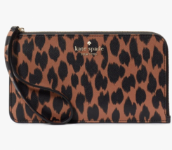 Kate Spade Lucy Saffiano Leopard L-Zip Wristlet KE636 Leopardo Cheetah NWT FS - £42.61 GBP