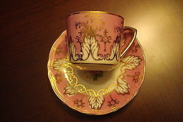 Japan, coffee cup &amp; saucer, pink with golden garlands[a*5-b1 - $508.84 MXN