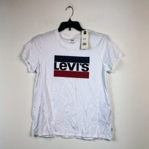 Levis Womens Large White Logo Graphic Tee Short Sleeve Top NWT Y70 - £14.13 GBP