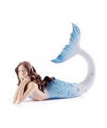 Laying Mermaid Figurine 11.6&quot; Long Textured Resin Blue Ocean Beauty Fantasy - £46.71 GBP