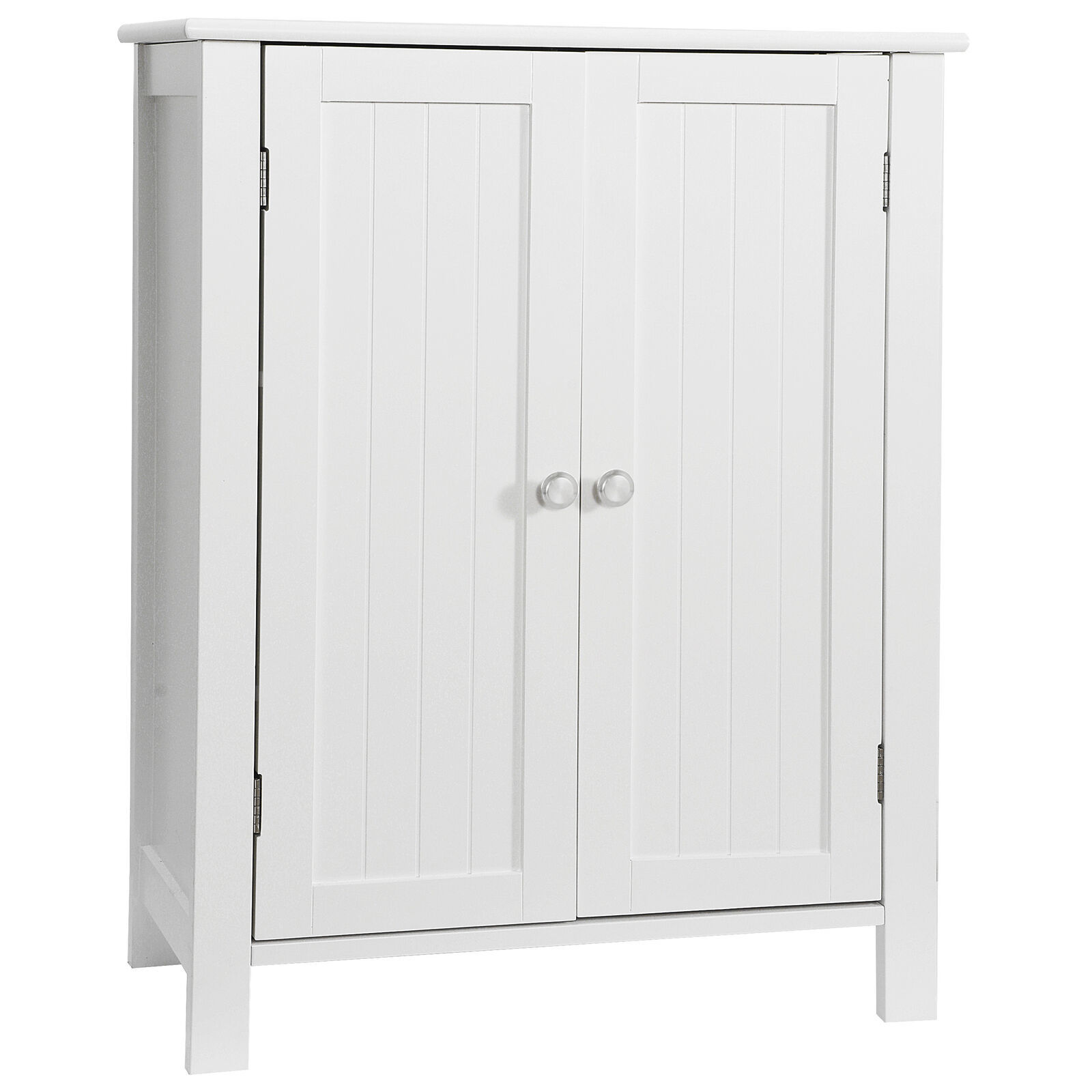 Primary image for White Bathroom Floor Storage Cabinet With Double Door Adjustable Shelf Cupboard