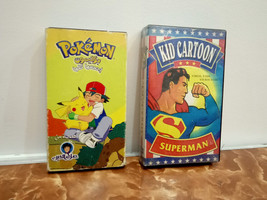 Lot of 2 VHS Tapes Movies Cartoons Superman and pokemon for kids - $490.94 MXN