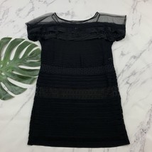 Diane Von Furstenberg Mabel Black Silk Dress Size 10 Lace Crochet Trim S... - $32.66