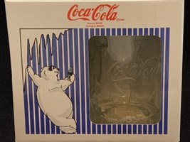 NEW! 1997 Coca-Cola Mug Polar Bear Handle Frosted Clear Coke Thick Glass NIB - £23.22 GBP