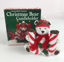 Vintage 1987 W.A. Handcrafter Ceramic Christmas Bear Candleholder #52607 - $13.66 CAD